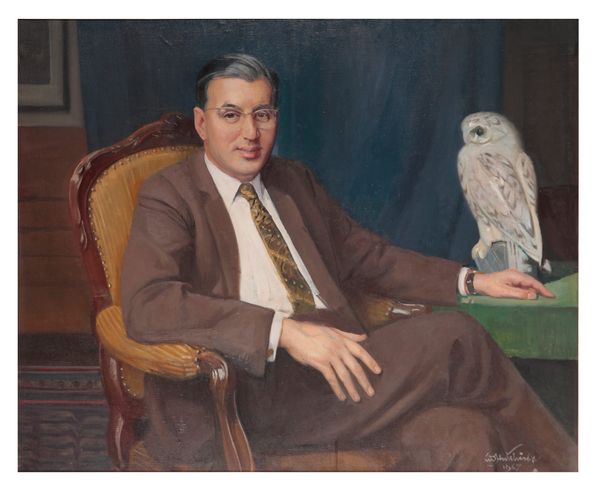 SIR WILLIAM OLIPHANT HUTCHINSON RA (1889-1970), OIL PAINTING, PORTRAIT OF PETER WERTH 'THE HEARING AID KING'