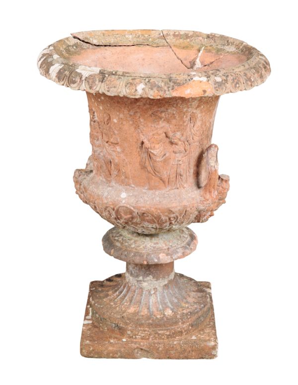 A LARGE TERRACOTTA GARDEN URN