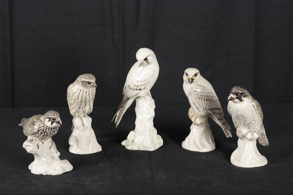 CICELY LUSHINGTON: A GROUP OF FIVE STONEWARE STUDIES OF BIRDS OF PREY