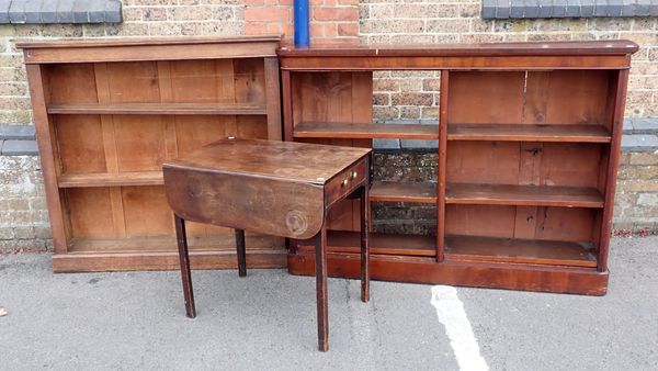 A VICTORIAN MAHOGANY OPEN  BOOKCASE