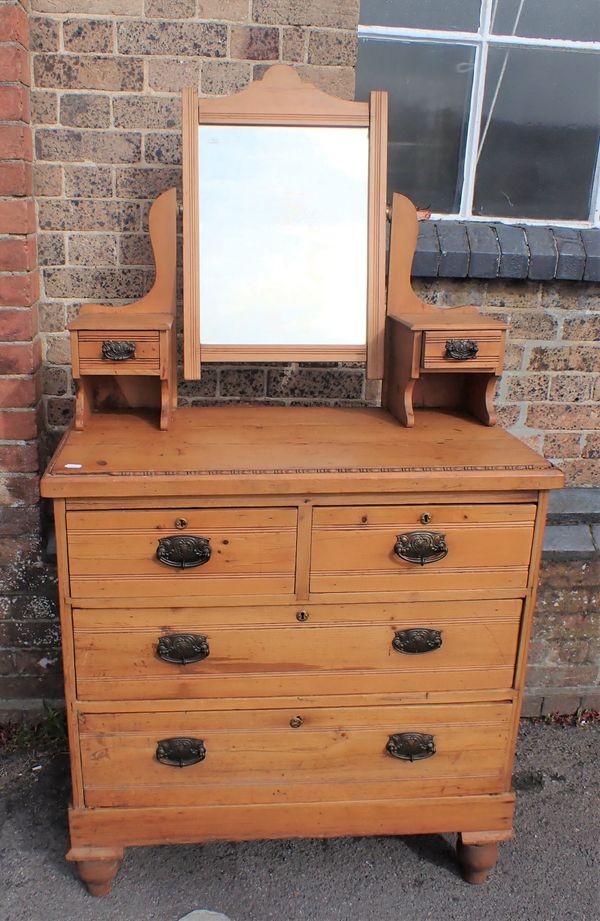 A VICTORIAN STRIPPED PINE DRESSING CHEST