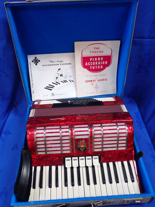 A 'GAVOTTE' ACCORDION, CASED