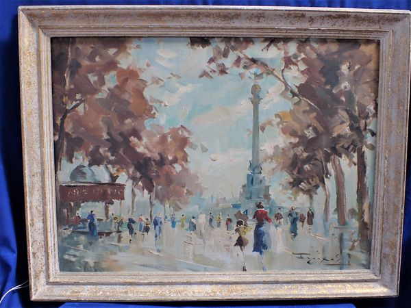 PARISIAN SCENE, POSSIBLY PLACE DE LA BASTILLE