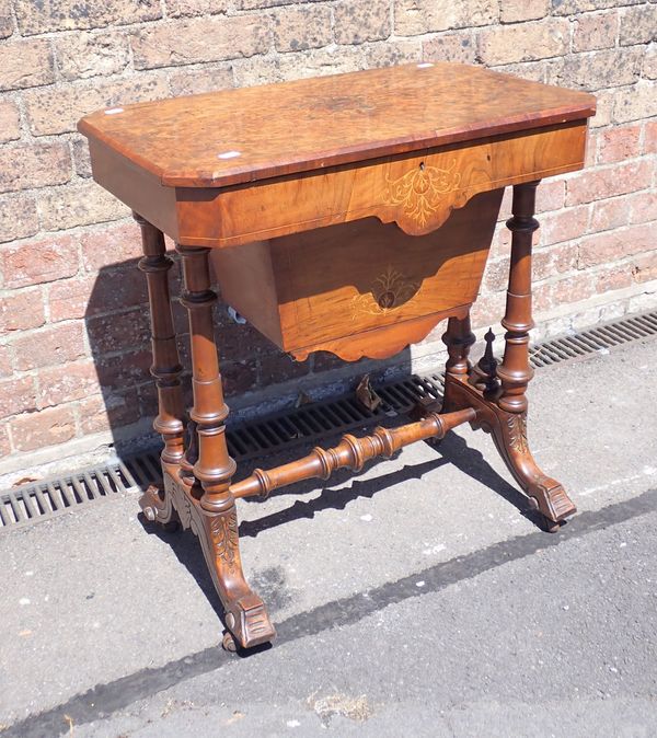 A VICTORIAN WALNUT WORKTABLE