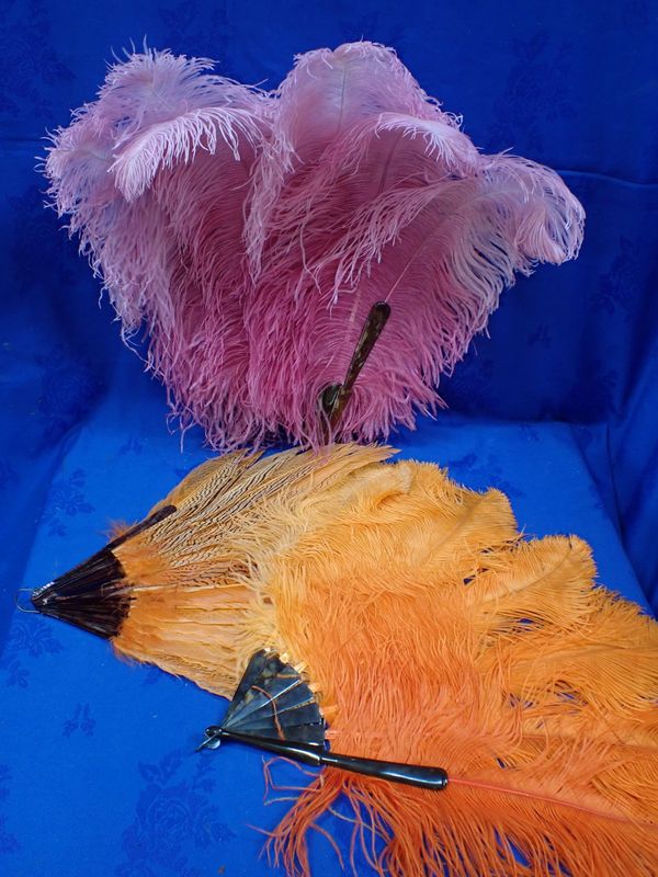 A FAUX TORTOISESHELL AND OSTRICH FEATHER FAN