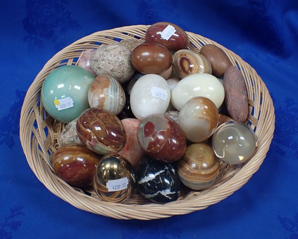 A COLLECTION OF MINERALOGICAL SPECIMEN EGGS