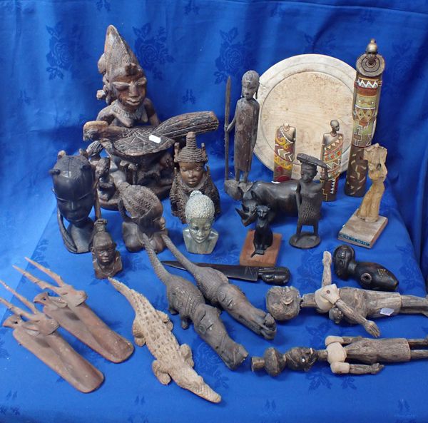 A COLLECTION OF TOURIST TRIBAL ITEMS