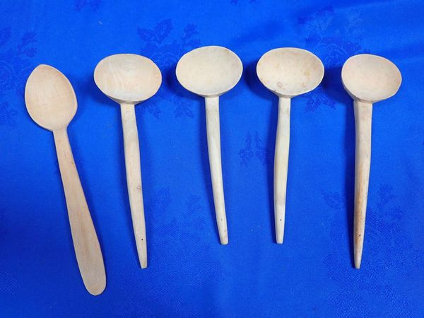 FIVE WELSH CAUL SPOONS