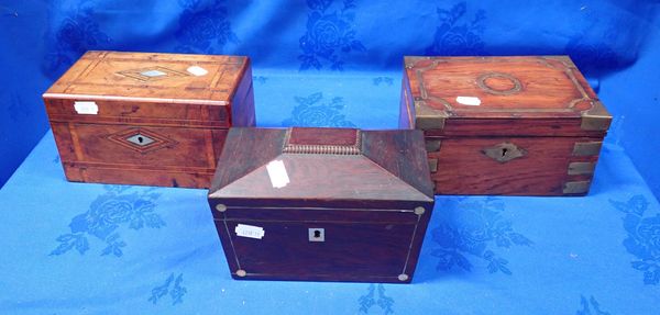 A VICTORIAN PARQUETRY TEA CADDY