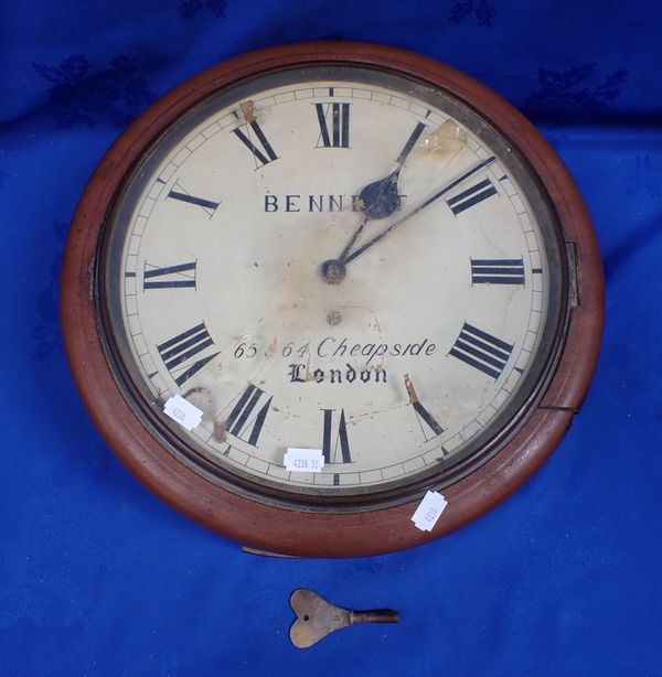 A MAHOGANY CASED SINGLE TRAIN FUSEE DIAL CLOCK