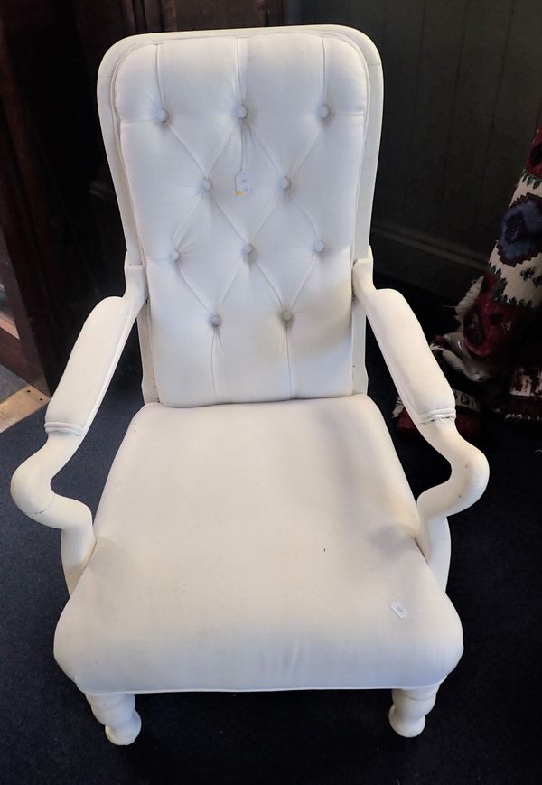 A VICTORIAN OPEN ARMCHAIR