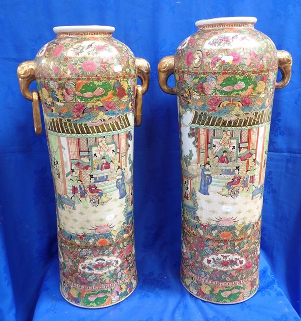 A LARGE PAIR OF CHINESE CANTON VASES