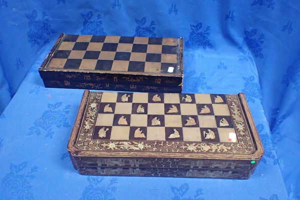 A CHINESE LACQUERED GAMES BOX