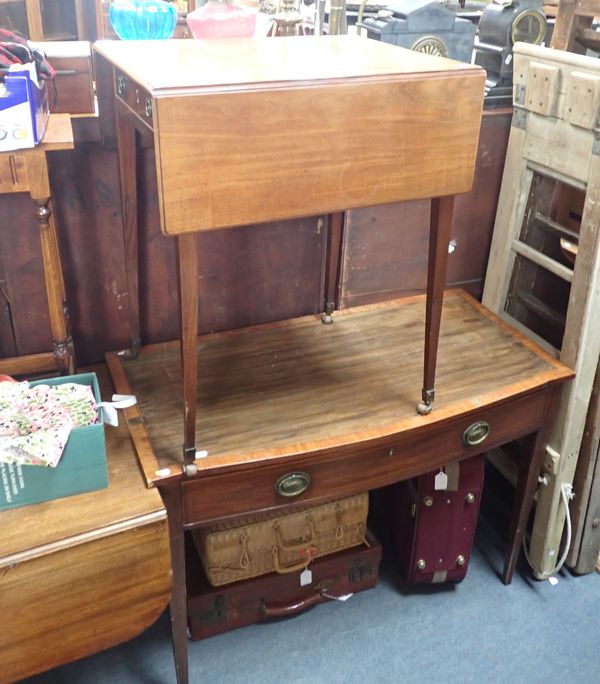 AN EDWARDIAN MAHOGANY AND BOXWOOD STRUNG SIDE TABLE