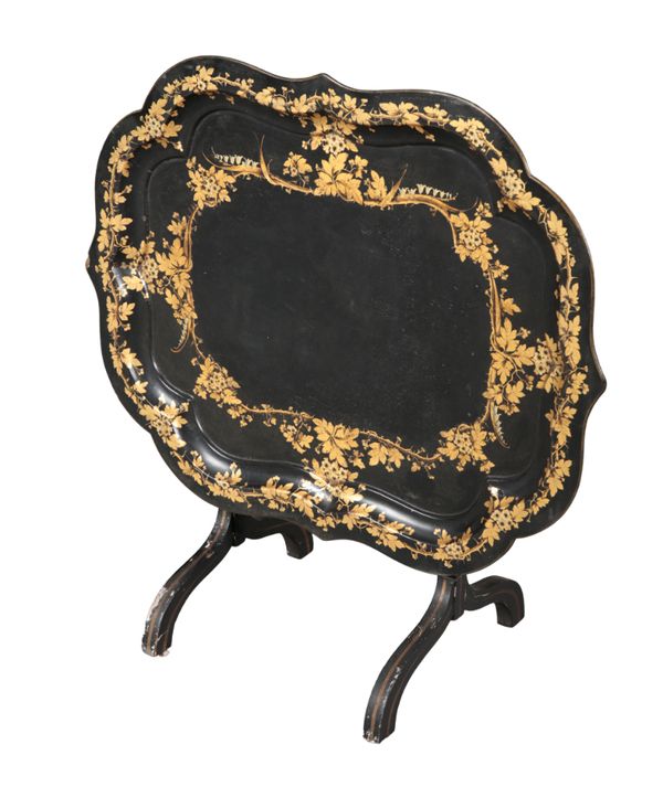 A VICTORIAN PAPIER MACHE FOLDING TRAY-TOP OCCASIONAL TABLE