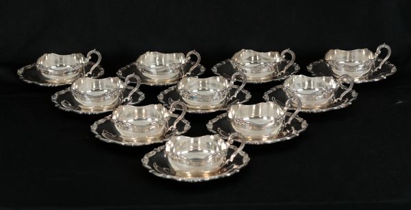 A SET OF TEN SILVER BOWLS AND DISHES