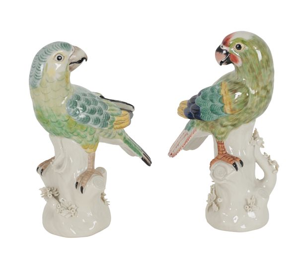 TWO PORCELAIN PARROTS