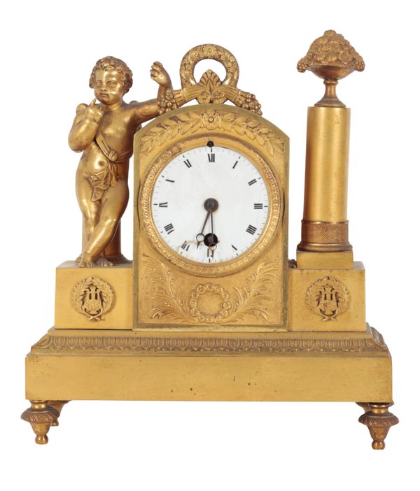 AN EMPIRE ORMOLU MANTLE CLOCK