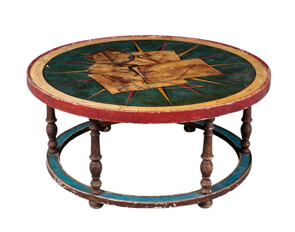 AN ITALIAN PAINTED 'CARTOGRAPHER'S' CIRCULAR COFFEE TABLE