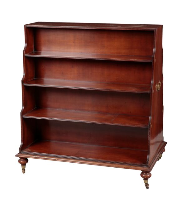 A MAHOGANY DOUBLE SIDED WATERFALL BOOKCASE