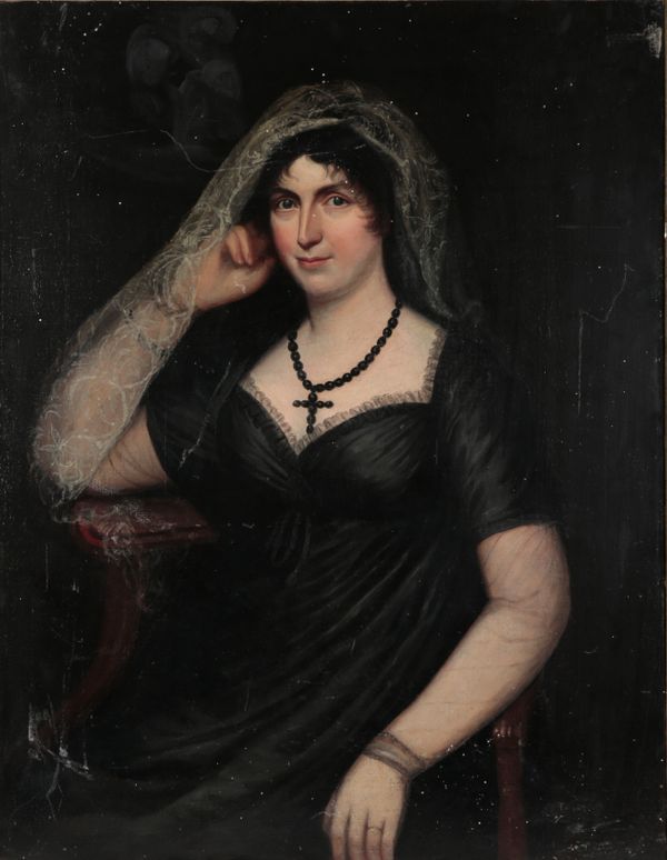 19TH CENTURY ENGLISH SCHOOL, PORTRAIT OF A LADY IN MOURNING