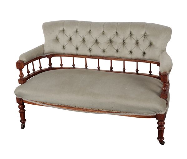 A VICTORIAN CHILD'S WALNUT TWO SEAT SETTEE