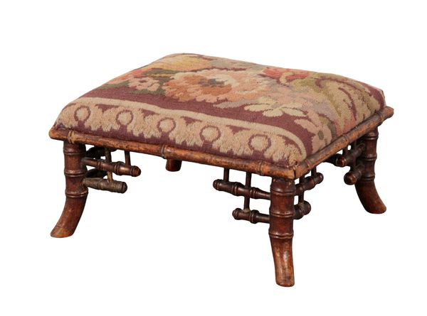 A VICTORIAN GILTWOOD RECTANGULAR FOOTSTOOL