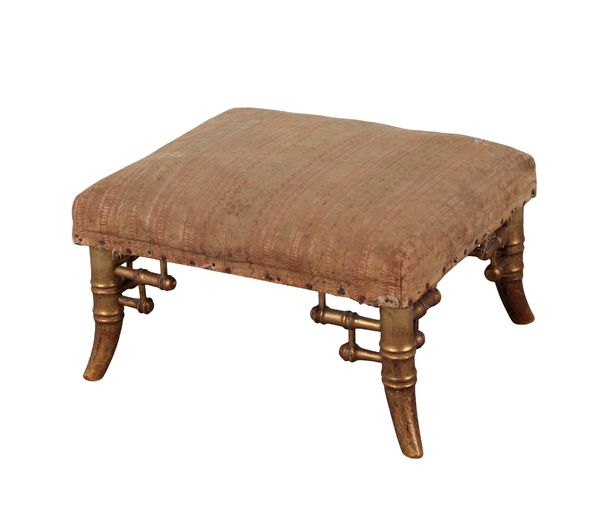 A VICTORIAN GILTWOOD RECTANGULAR FOOTSTOOL