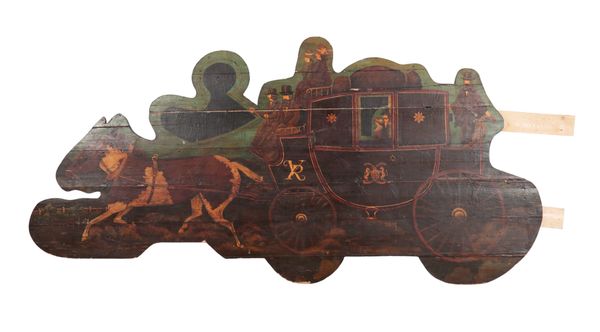 A PAINTED PINE 'VICTORIAN STAGECOACH' SIGNBOARD