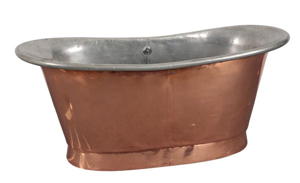 A GALVANISED COPPER ROLL TOP BATH