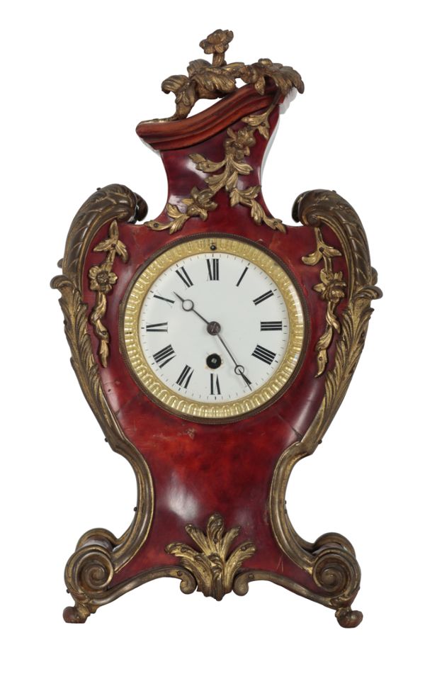 A LATE 19TH CENTURY CONTINENTAL TORTOISESHELL MANTEL CLOCK