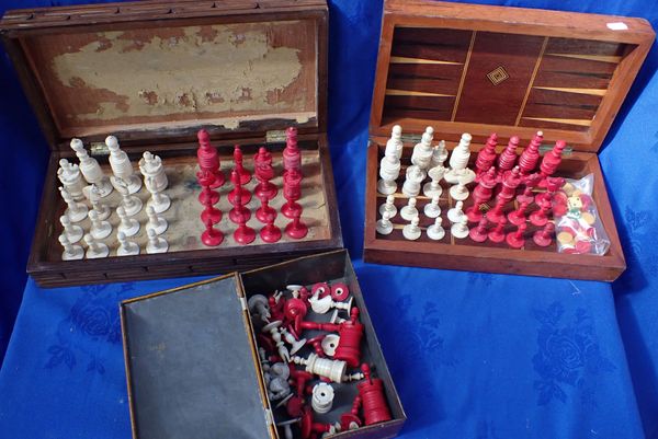 TWO BONE CHESS SETS