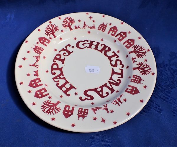 AN EMMA BRIDGEWATER 'HAPPY CHRISTMAS' PLATE