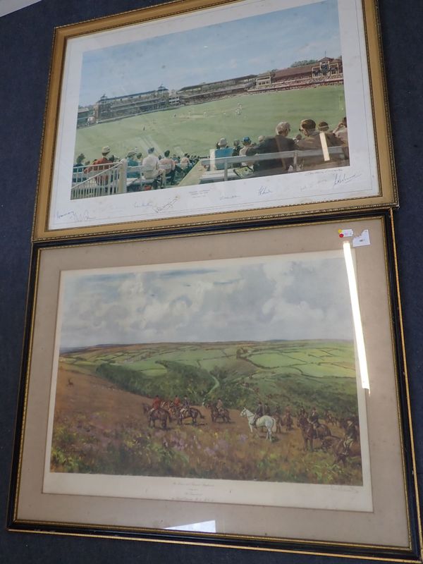 A LIONEL EDWARDS PRINT; THE DEVON AND SOMERSET STAGHOUNDS