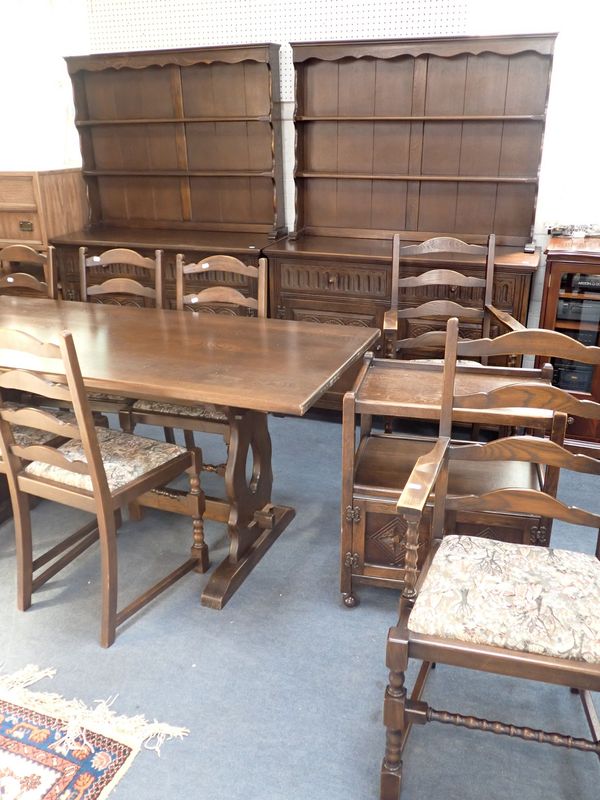 AN OAK DINING SUITE (MATCHED)