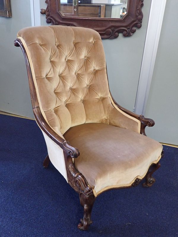 A WILLIAM IV ROSEWOOD FRAMED PARLOUR CHAIR