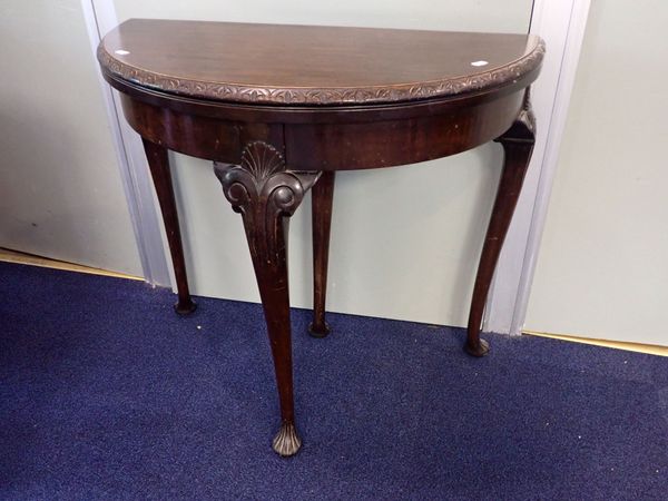 A REPRODUCTION CHIPPENDALE REVIVAL CARD TABLE