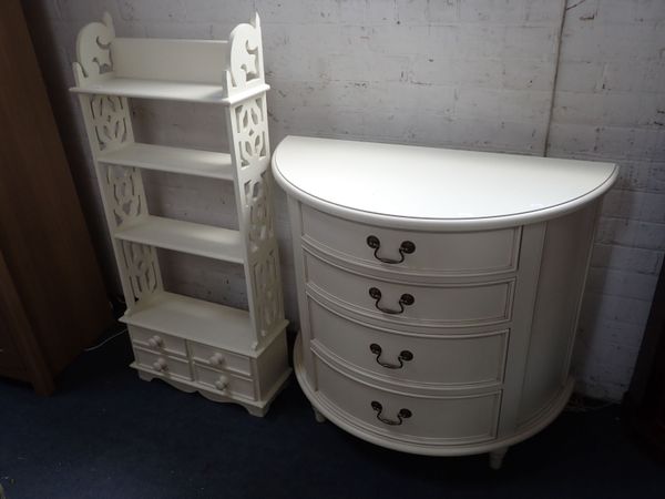 A LAURA ASHLEY DEMI-LUNE CHEST OF DRAWERS