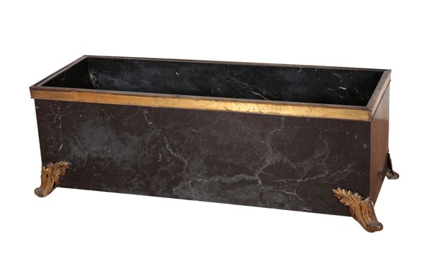 A BLACK MARBLE RECTANGULAR TROUGH OR JARDINIERE