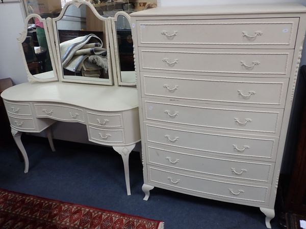 A LOUIS XV STYLE KIDNEY-SHAPED DRESSING TABLE