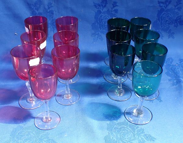 A COLLECTION OF VICTORIAN CRANBERRY AND GREEN WINE GLASSES