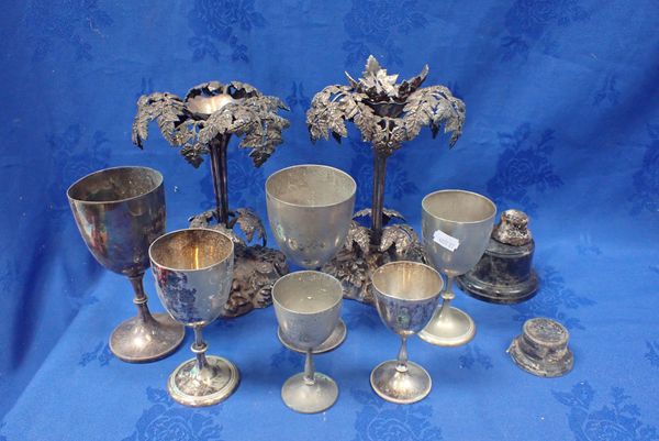 A PAIR OF SILVER PLATE COMPORT STANDS