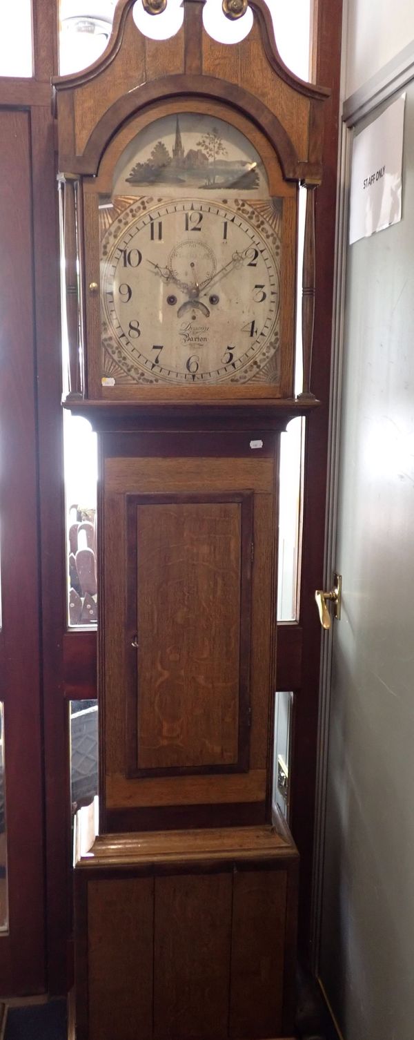 A 19TH CENTURY OAK-CASED EIGHT-DAY LONG CASE CLOCK