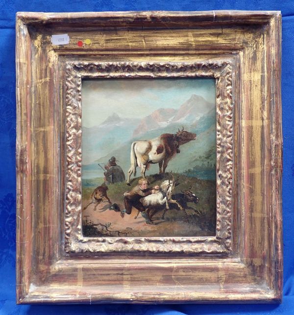 EARLY 19th CENTURY CONTINENTAL PAINTING DEPICTING AN ALPINE SCENE