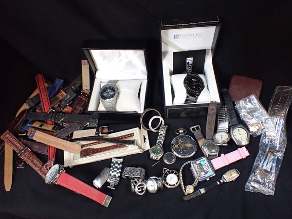 A COLLECTION OF WATCHES, PARTS AND STRAPS