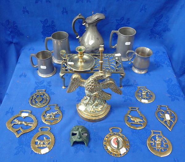 A COLLECTION OF PEWTER AND BRASS WARES