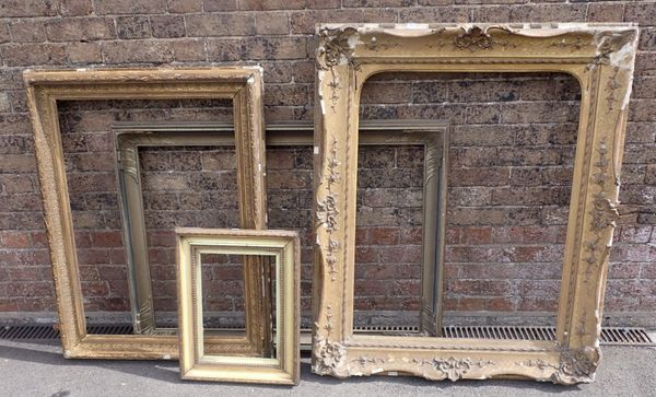 THREE VICTORIAN GILT  PICTURE FRAMES, AND ANOTHER LATER