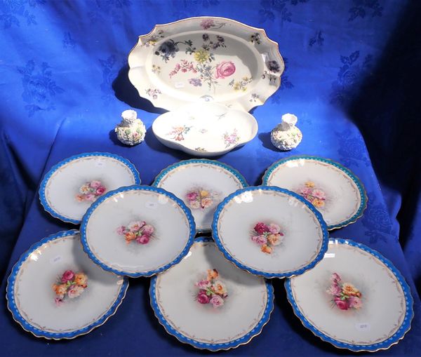 A LIMOGES DESSERT SERVICE DECORATED WITH ROSES