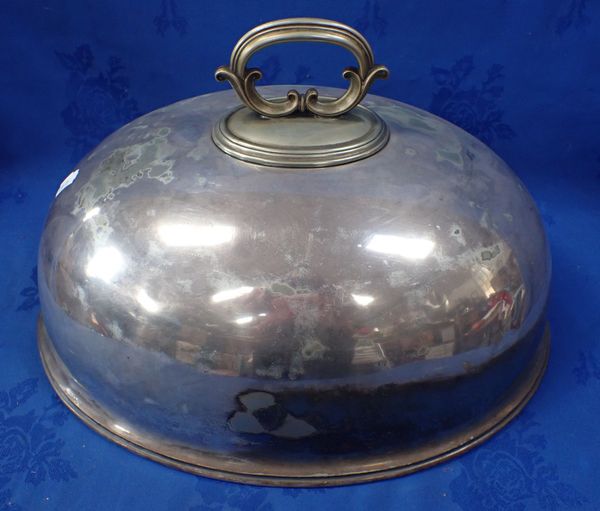 A SILVER-PLATED DISH COVER