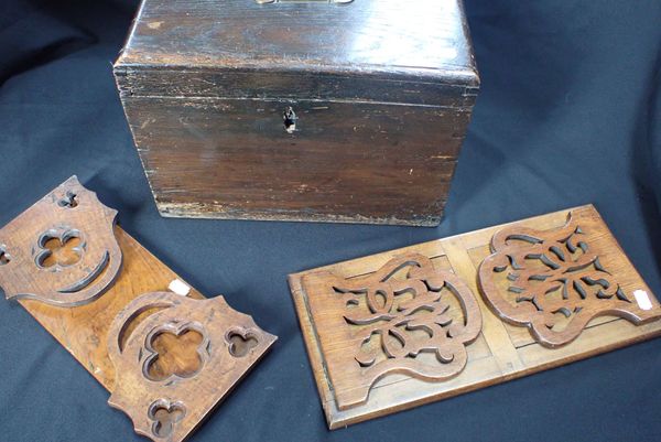 A GOTHIC STYLE OAK BOOK RACK